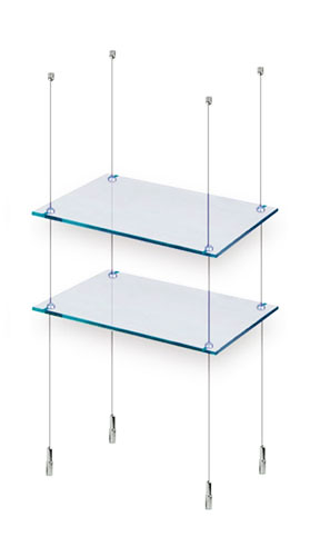 Floor To Ceiling Cable Shelving, Rod Suspended Glass Shelves From Ceiling