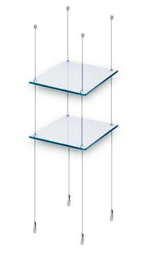 Floor To Ceiling Cable Shelving Small, Rod Suspended Glass Shelves From Ceiling